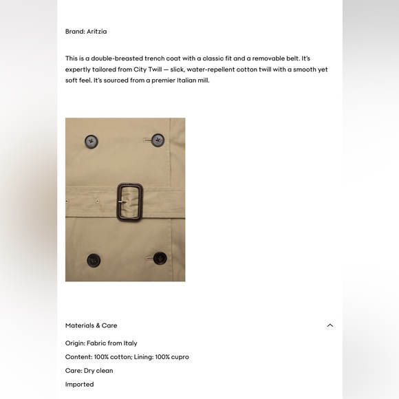 Aritzia Finch Trench Coat - Picture 4 of 5